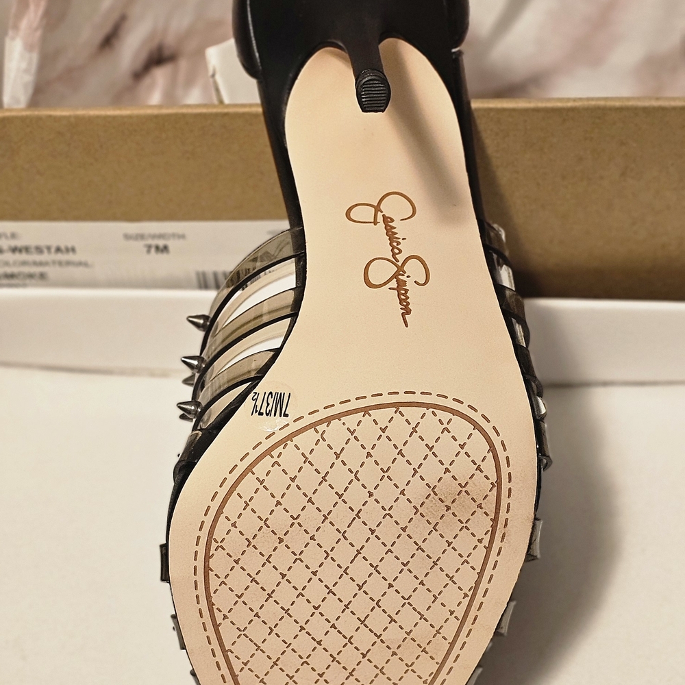Jessica Simpson Black and Tan Spiked Heels - Picture 3 of 4